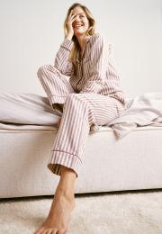 Pyjamahose, Flanell | 100% Bio-Baumwolle | rosa gestreift -JBS of Denmark Women