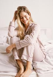 Pyjamahose, Flanell | 100% Bio-Baumwolle | rosa gestreift -JBS of Denmark Women