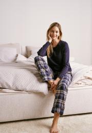 Pyjamahose, Flanell | 100% Bio-Baumwolle | violett kariert -JBS of Denmark Women