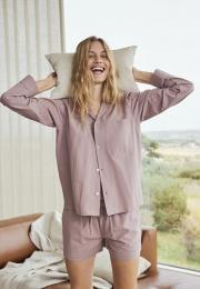 Pyjamashorts, Seersucker | Bambus-Viskose | rosé