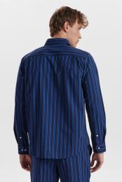 Pyjamashirt | Bio-Baumwolle | navy gestreift