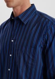 Pyjamashirt | Bio-Baumwolle | navy gestreift