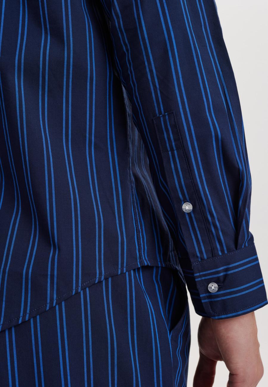Pyjamashirt | Bio-Baumwolle | navy gestreift