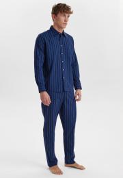 Pyjamashirt | Bio-Baumwolle | navy gestreift