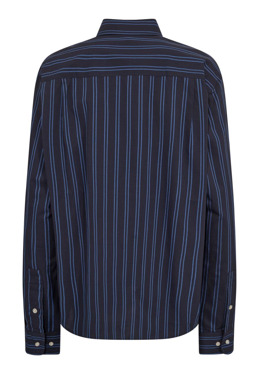 Pyjamashirt | Bio-Baumwolle | navy gestreift