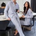 Pyjamashirt | Bio-Baumwolle | grau gestreift -JBS of Denmark Unisex
