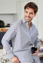 Pyjamashirt | Bio-Baumwolle | grau gestreift -JBS of Denmark Unisex