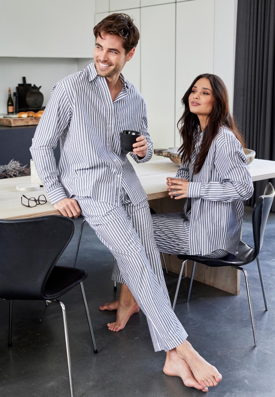 Pyjamahose | Bio-Baumwolle | grau gestreift -JBS of Denmark Unisex