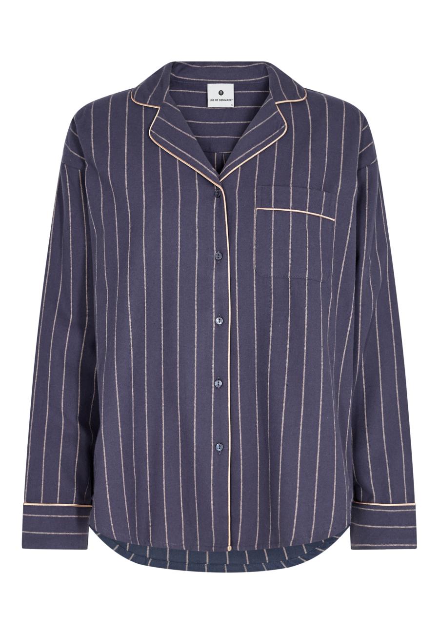 Pyjamashirt, Flanell | 100% Bio-Baumwolle | dunkelblau gestreift -JBS of Denmark Women