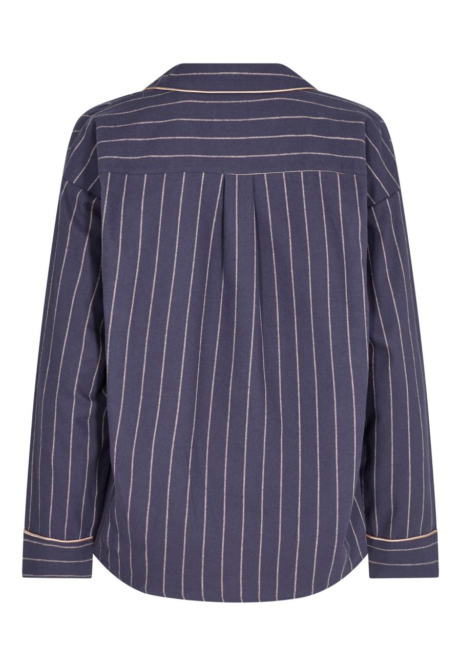 Pyjamashirt, Flanell | 100% Bio-Baumwolle | dunkelblau gestreift -JBS of Denmark Women