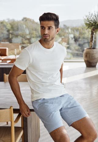 Pyjamashorts, Seersucker | Bio-Baumwolle | blau gestreift -JBS of Denmark Men