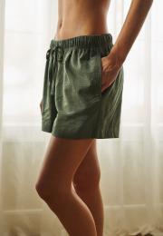 Pyjamashorts, Seersucker | Bambus-Viskose | grün -JBS of Denmark Women