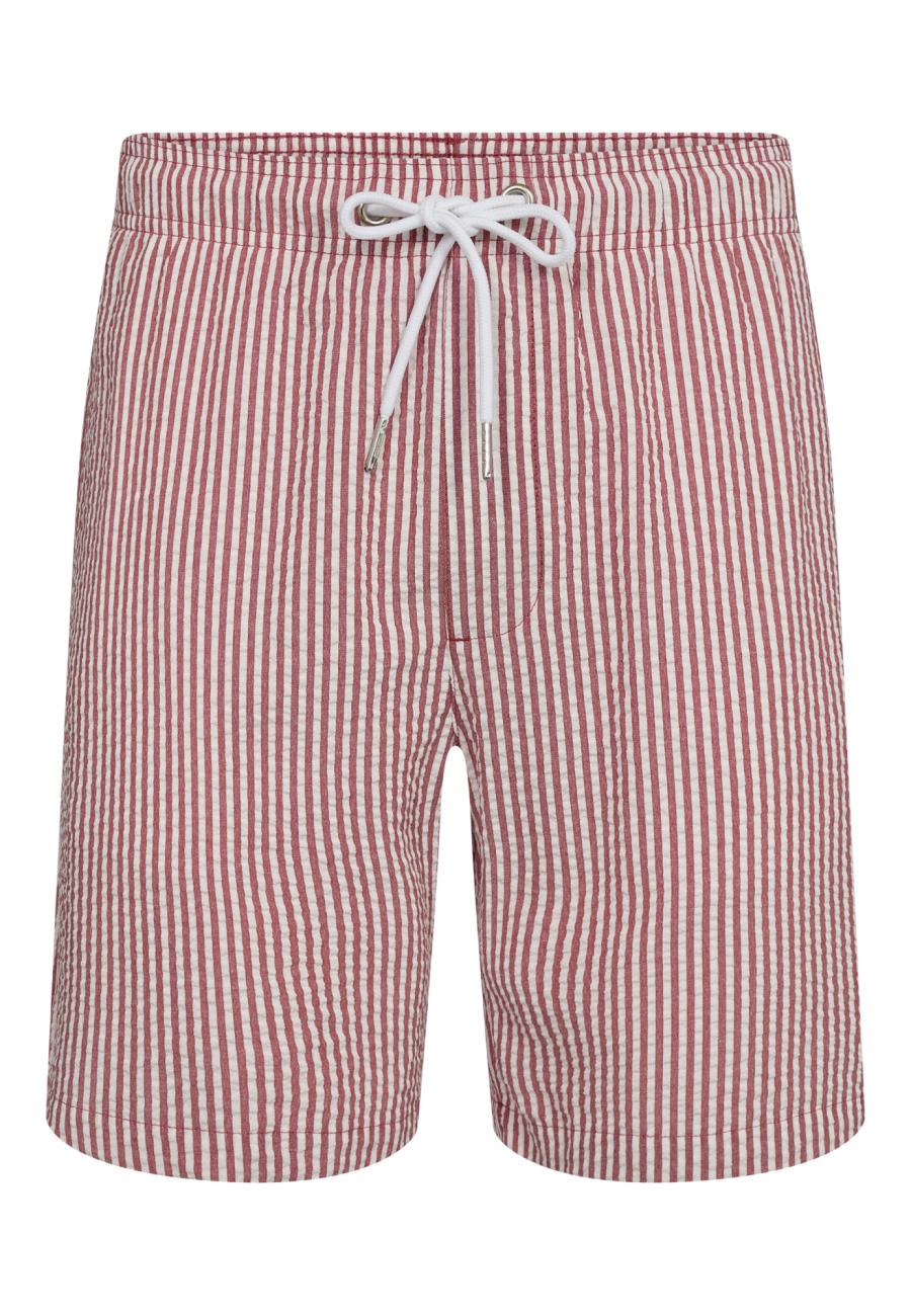 Shorts, Seersucker | Recyceltes Polyester | rot gestreift -JBS of Denmark Men