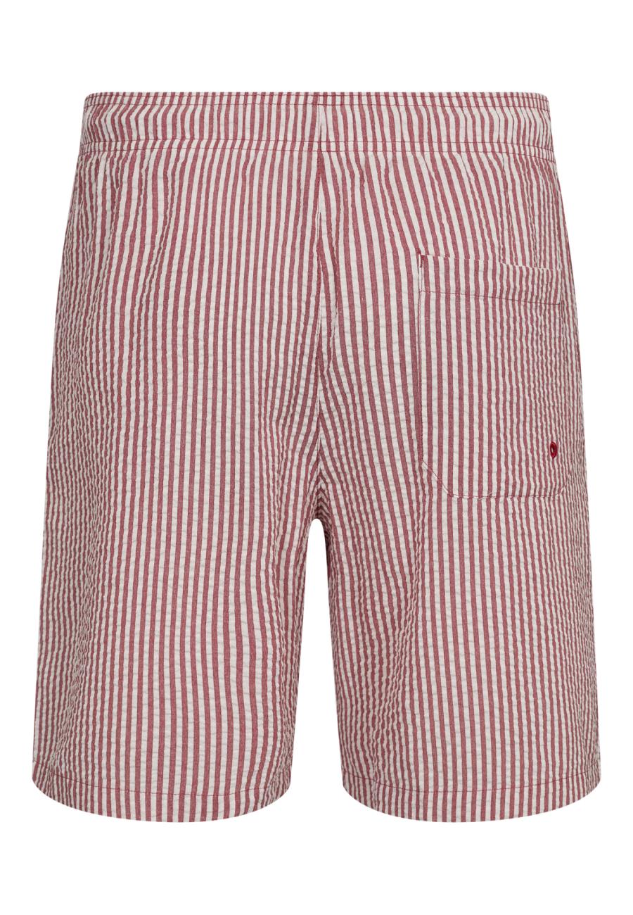 Shorts, Seersucker | Recyceltes Polyester | rot gestreift -JBS of Denmark Men