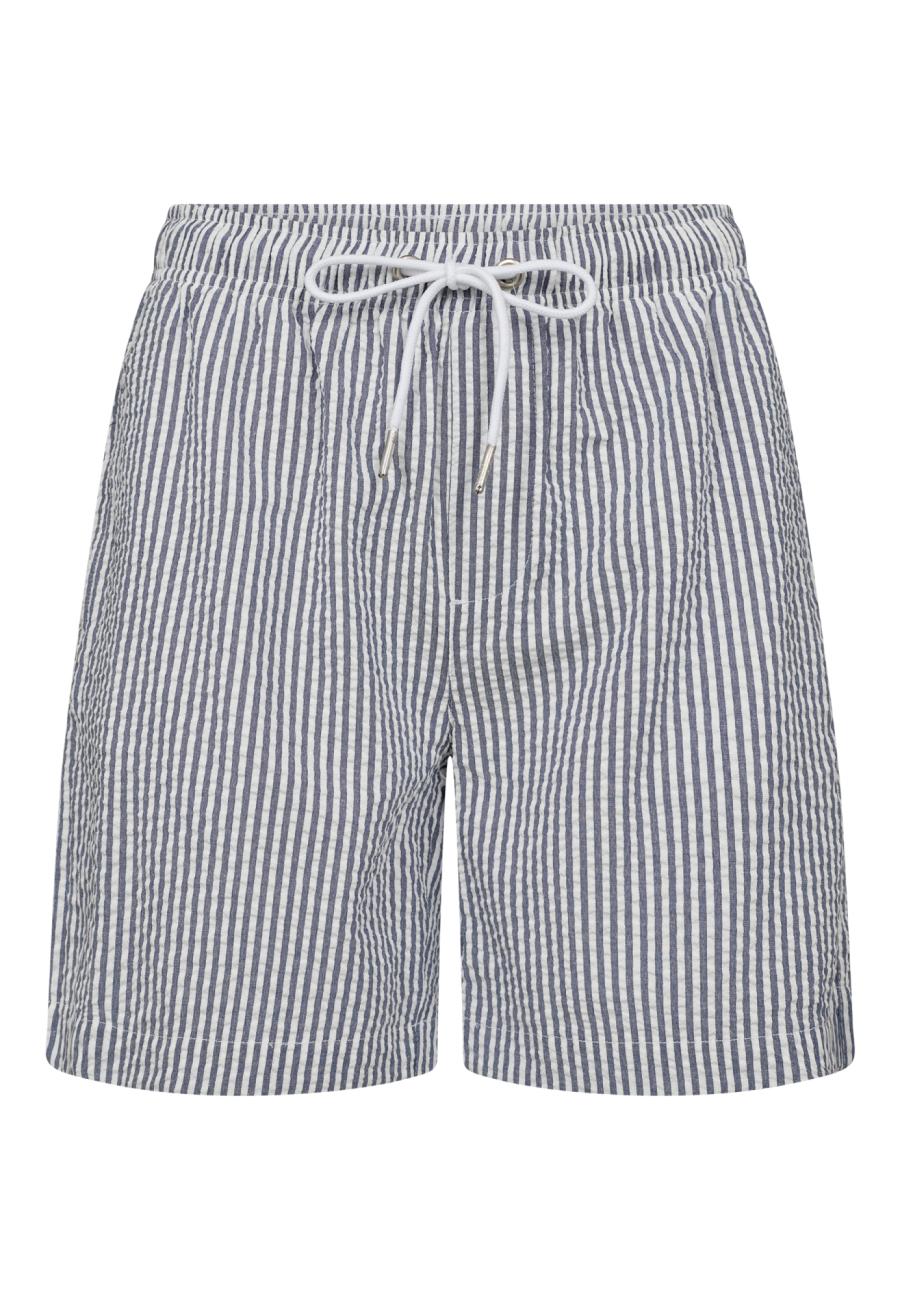 Pyjamashorts "Seersucker" | Recyceltes Polyester | blau gestreift