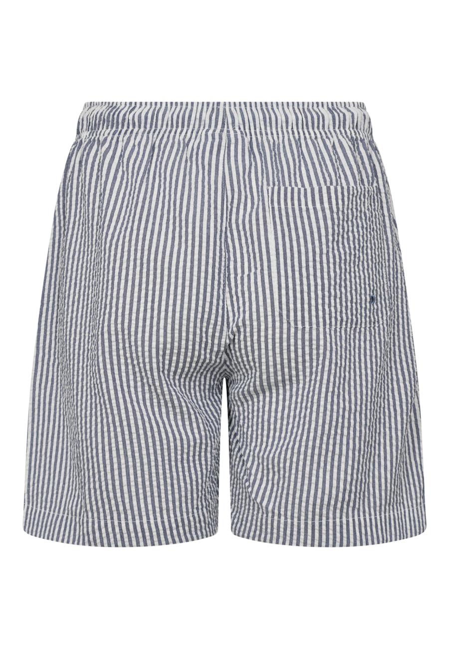 Pyjamashorts "Seersucker" | Recyceltes Polyester | blau gestreift