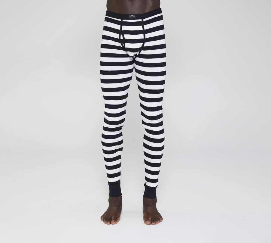 Lange Unterhose Original MN, 100% Bio-Baumwolle, schwarz gestreift