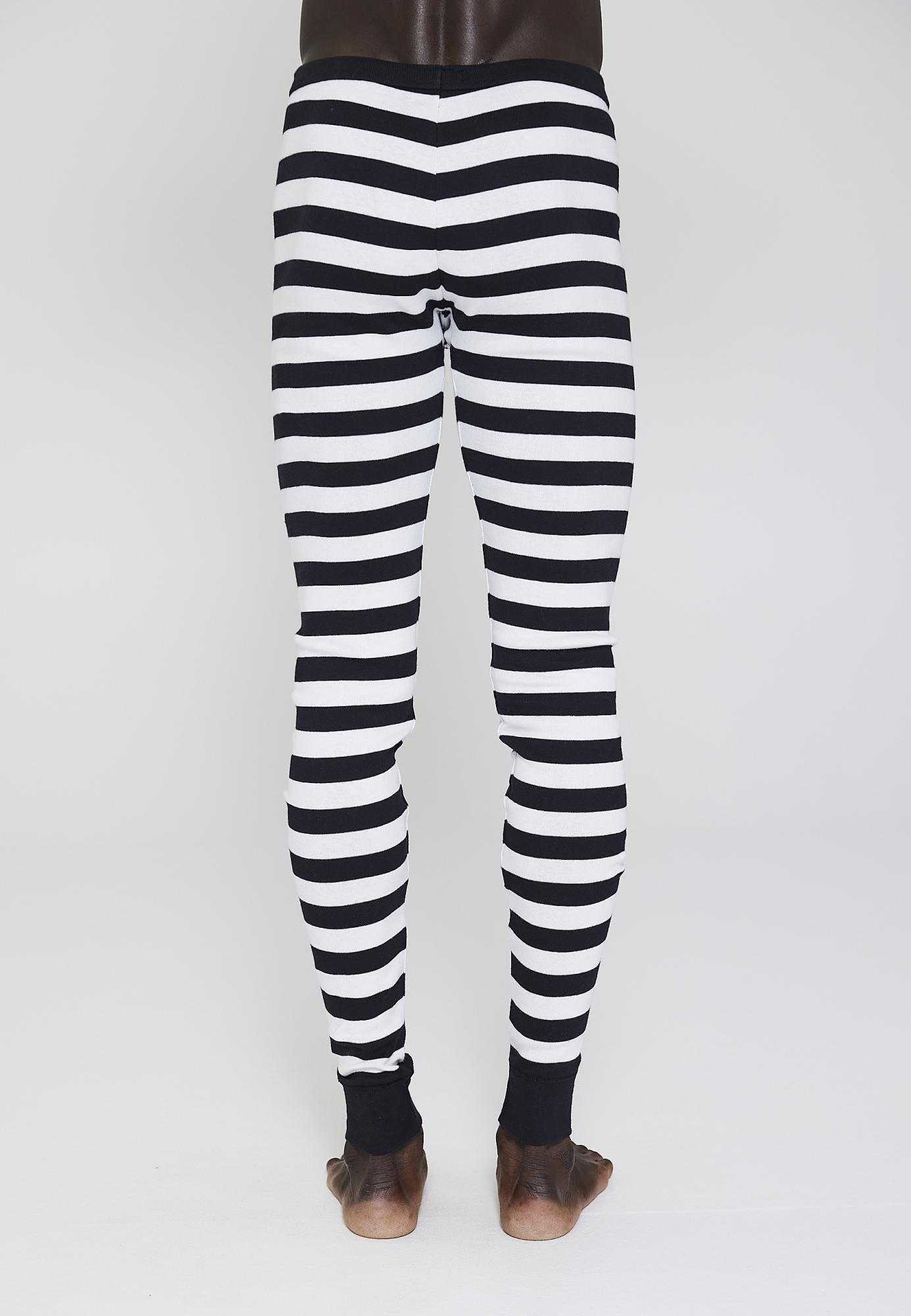 Lange Unterhose Original MN, 100% Bio-Baumwolle, schwarz gestreift