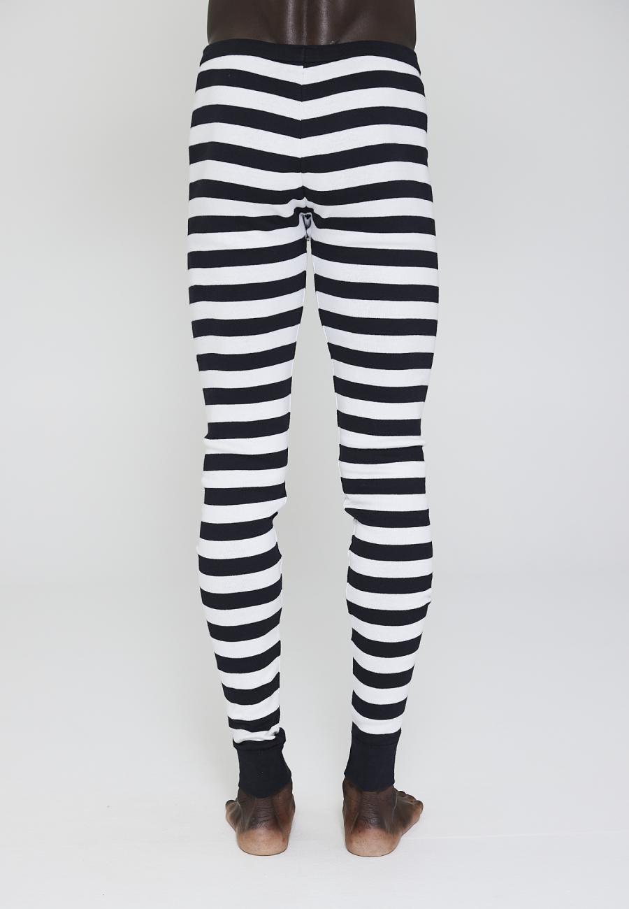 Lange Unterhose Original MN, 100% Bio-Baumwolle, schwarz gestreift