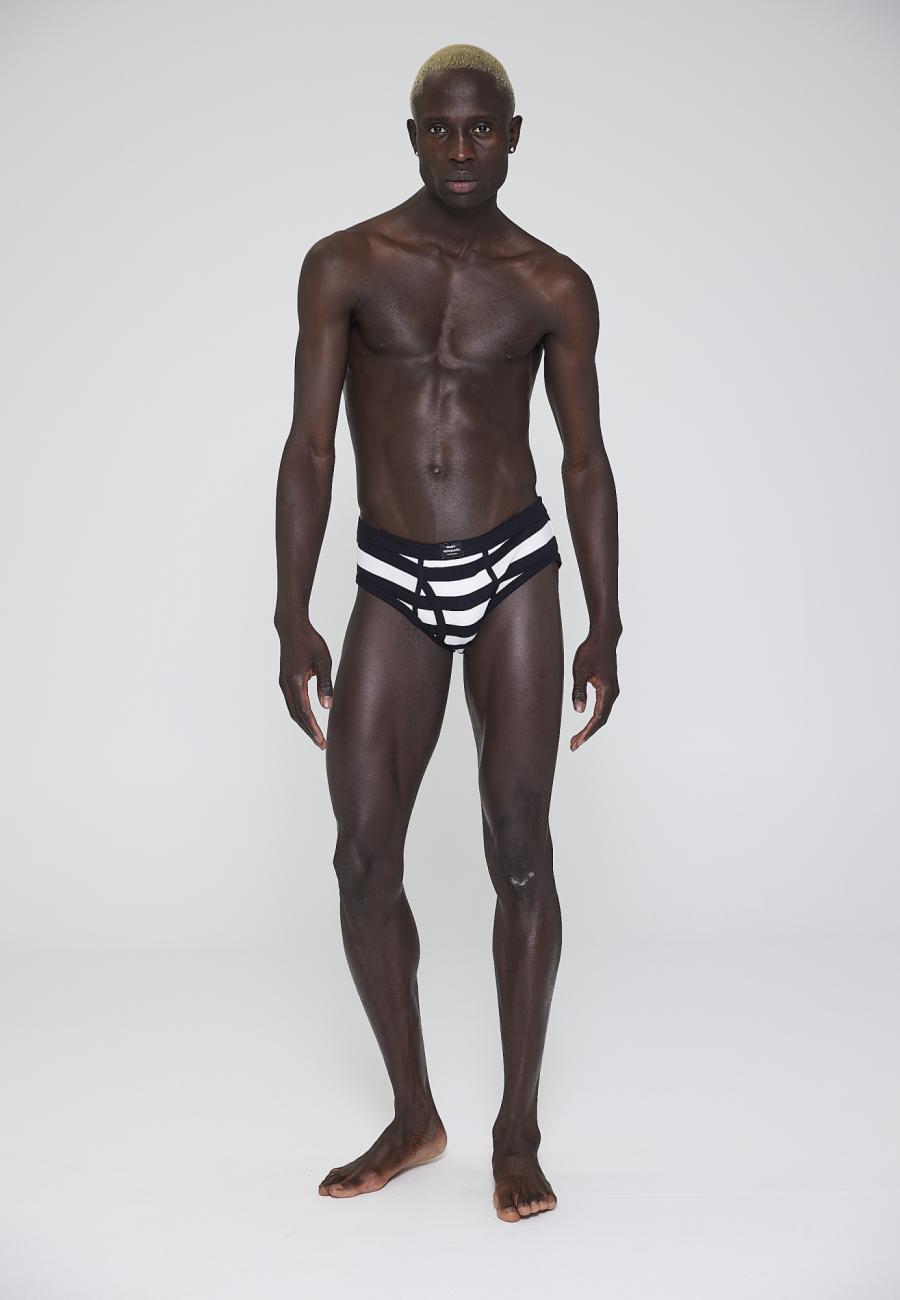 Slip Original MN, Eingriff | 100% Bio-Baumwolle | schwarz gestreift -JBS x Mads Nørgaard