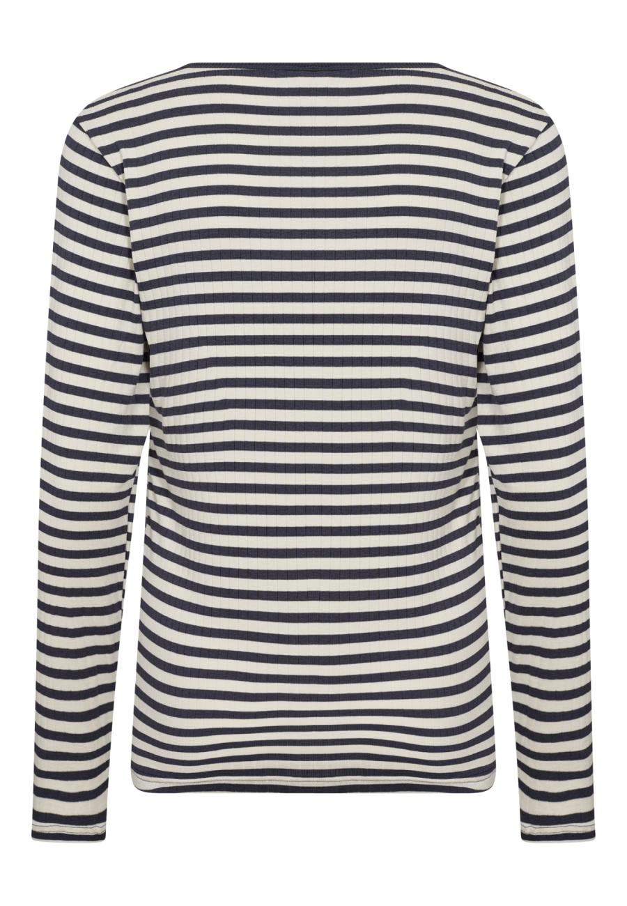 Langarm-Shirt, Ripp | Bambus-Viskose | blau gestreift -JBS of Denmark Women