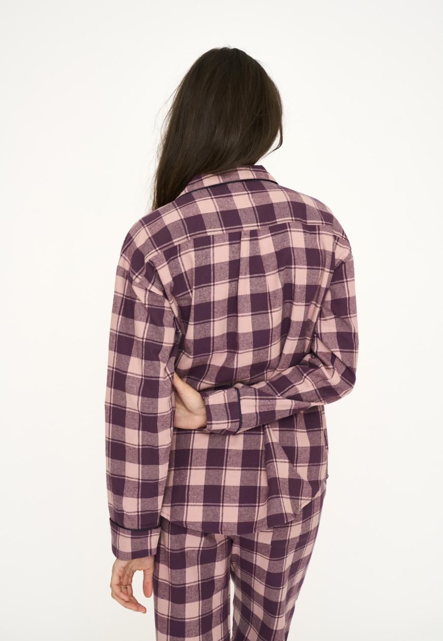 Pyjamashirt, Flanell | 100% Bio-Baumwolle | dunkelrosa kariert -JBS of Denmark Women