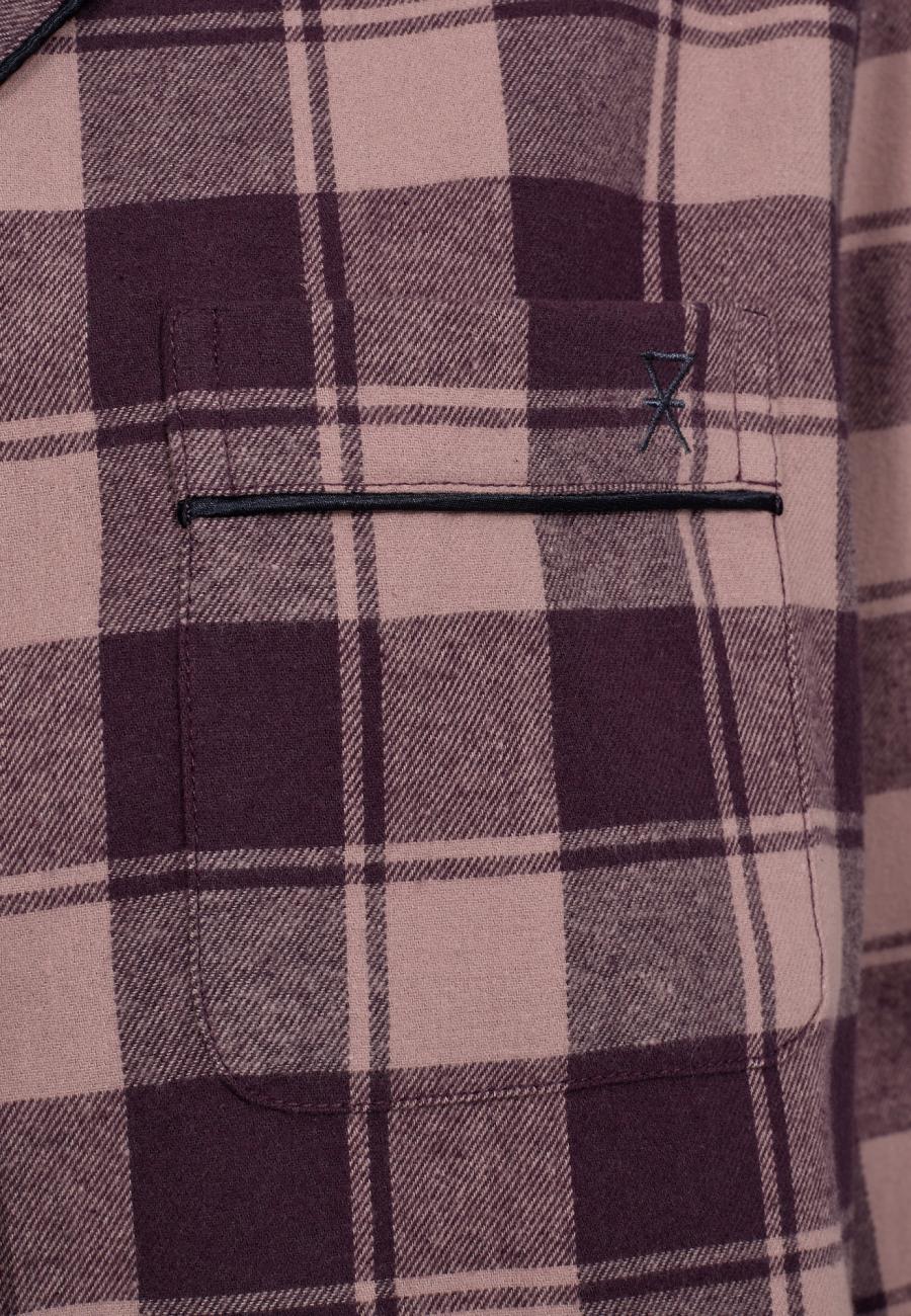 Pyjamashirt, Flanell | 100% Bio-Baumwolle | dunkelrosa kariert -JBS of Denmark Women