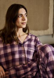 Pyjamashirt, Flanell | 100% Bio-Baumwolle | dunkelrosa kariert -JBS of Denmark Women