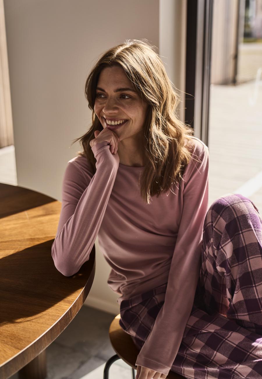 Pyjamahose, Flanell | 100% Bio-Baumwolle | dunkelrosa kariert -JBS of Denmark Women