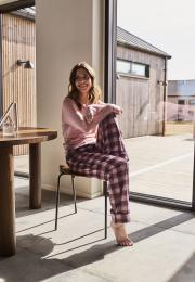 Pyjamahose, Flanell | 100% Bio-Baumwolle | dunkelrosa kariert -JBS of Denmark Women