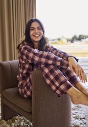Pyjamahose, Flanell | 100% Bio-Baumwolle | dunkelrosa kariert -JBS of Denmark Women