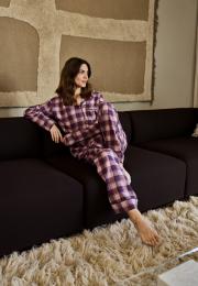 Pyjamahose, Flanell | 100% Bio-Baumwolle | dunkelrosa kariert -JBS of Denmark Women