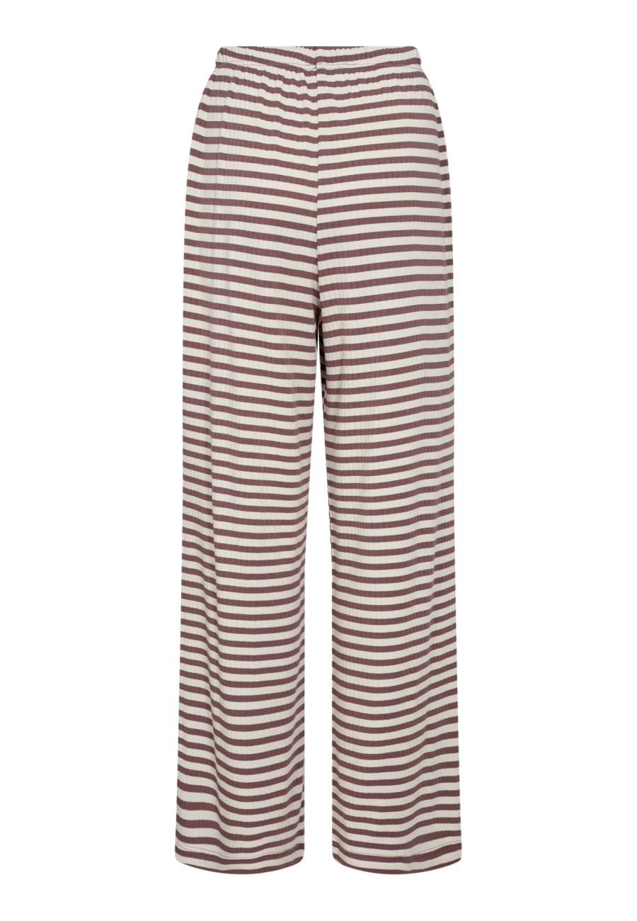 Loungehose, Ripp | Bambus-Viskose | dunkelrosa gestreift