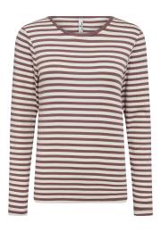 Langarm-Shirt, Ripp | Bambus-Viskose | dunkelrosa gestreift