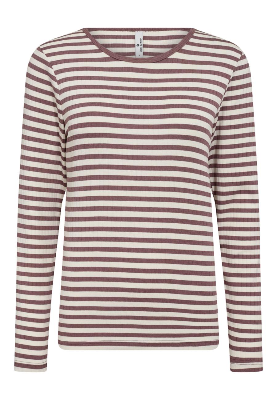 Langarm-Shirt, Ripp | Bambus-Viskose | dunkelrosa gestreift