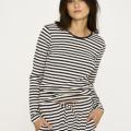 Langarm-Shirt, Ripp | Bambus-Viskose | blau gestreift