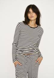 Langarm-Shirt, Ripp | Bambus-Viskose | blau gestreift