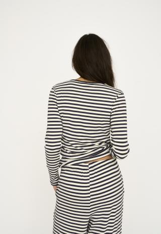 Langarm-Shirt, Ripp | Bambus-Viskose | blau gestreift