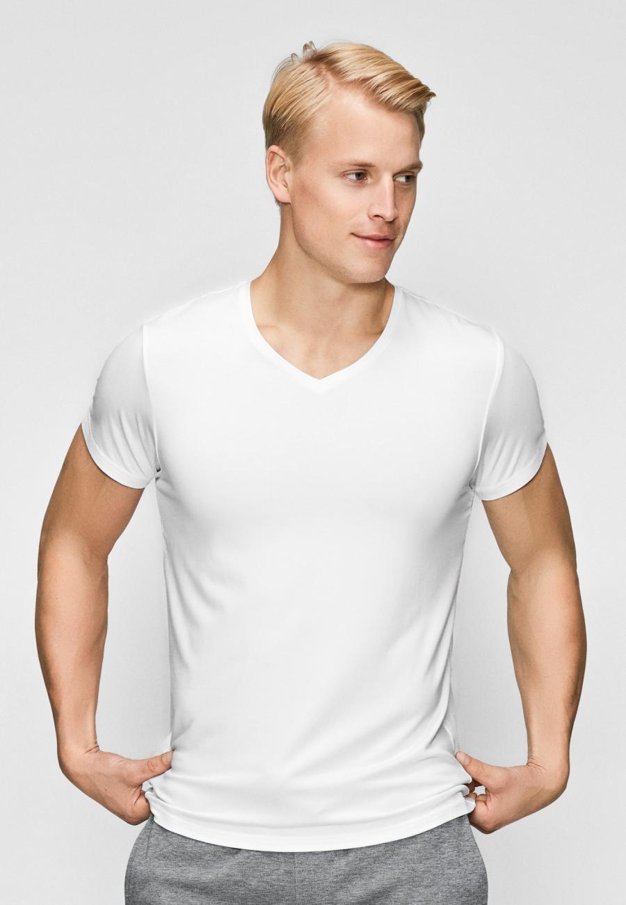T-Shirt, V-Ausschnitt | Bambus-Viskose | weiß -JBS of Denmark Men