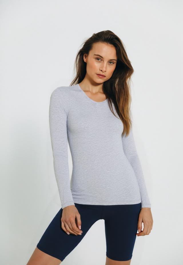 Langarm-Shirt | Bambus-Viskose | hellgrau melange -JBS of Denmark Women
