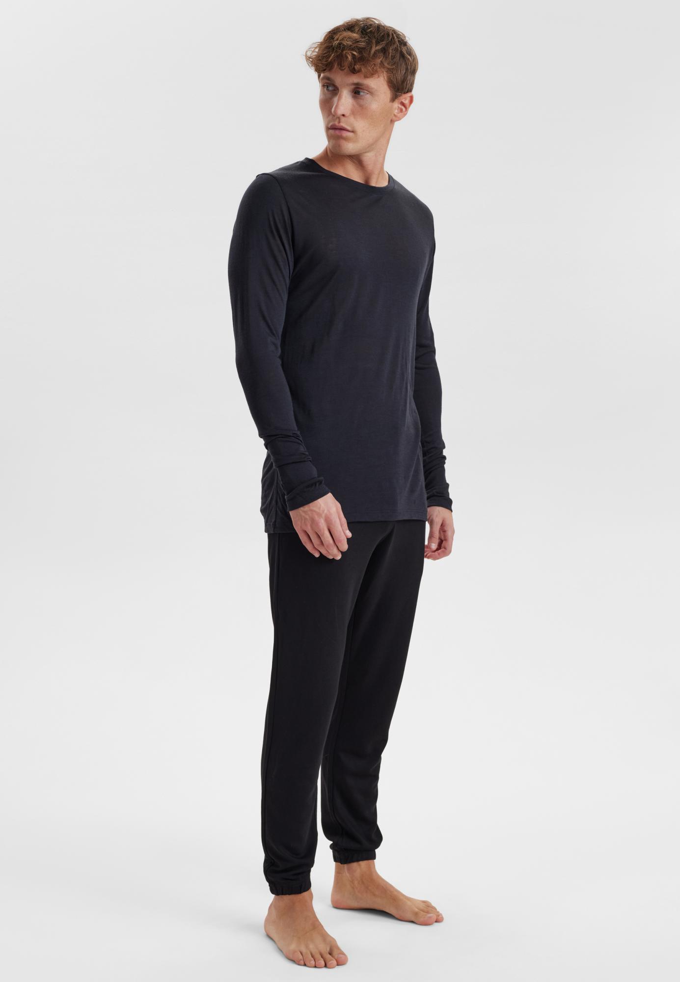 Langarm-Shirt, 100% Bio-Wolle, schwarz