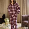 Pyjamashirt, Flanell | 100% Bio-Baumwolle | dunkelrosa kariert -JBS of Denmark Women