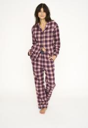 Pyjamashirt, Flanell | 100% Bio-Baumwolle | dunkelrosa kariert -JBS of Denmark Women