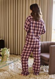 Pyjamahose, Flanell | 100% Bio-Baumwolle | dunkelrosa kariert -JBS of Denmark Women