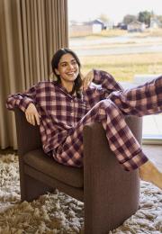 Pyjamahose, Flanell | 100% Bio-Baumwolle | dunkelrosa kariert -JBS of Denmark Women