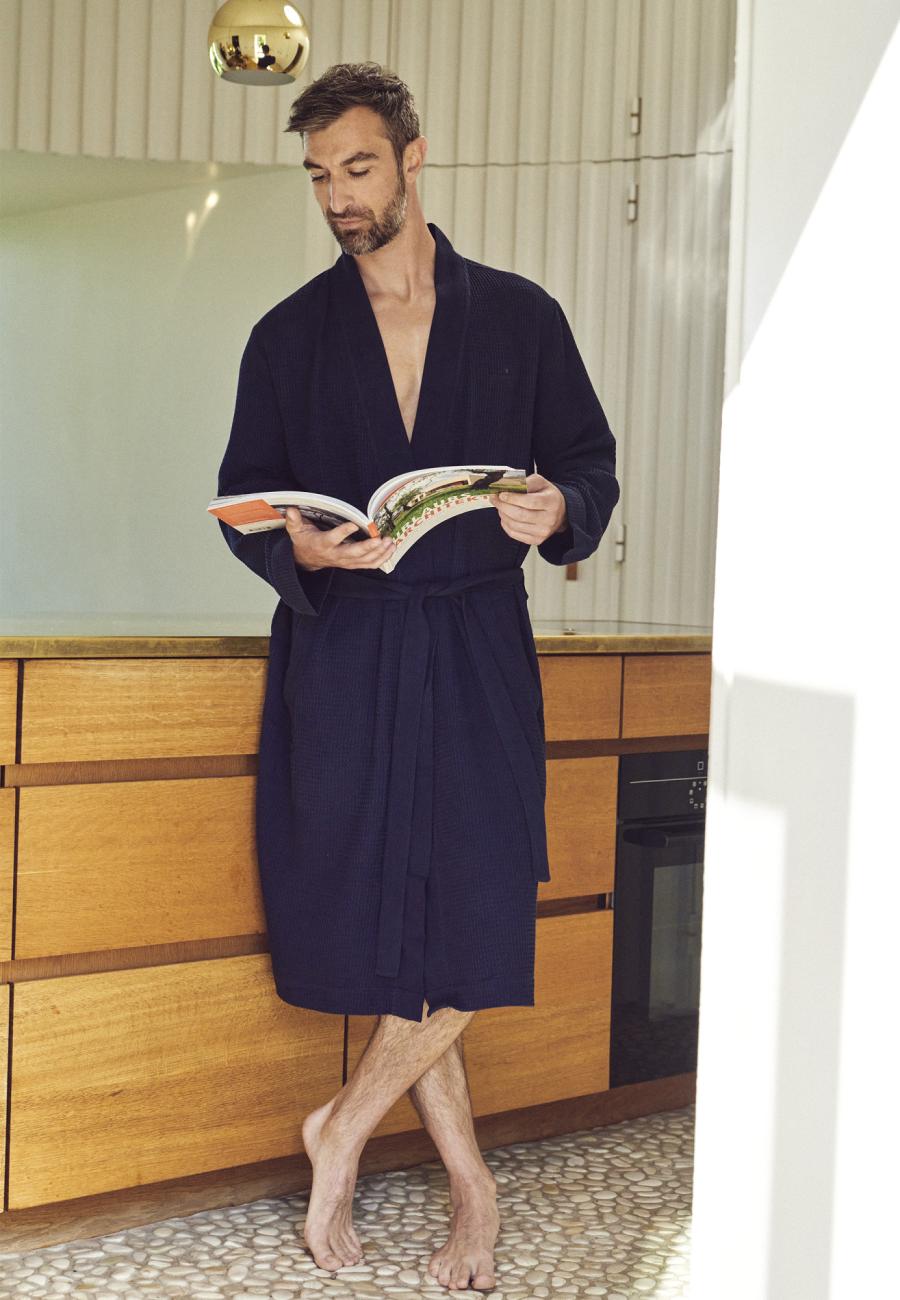 Morgenmantel, Waffel | Bambus-Viskose | navy -JBS of Denmark Men
