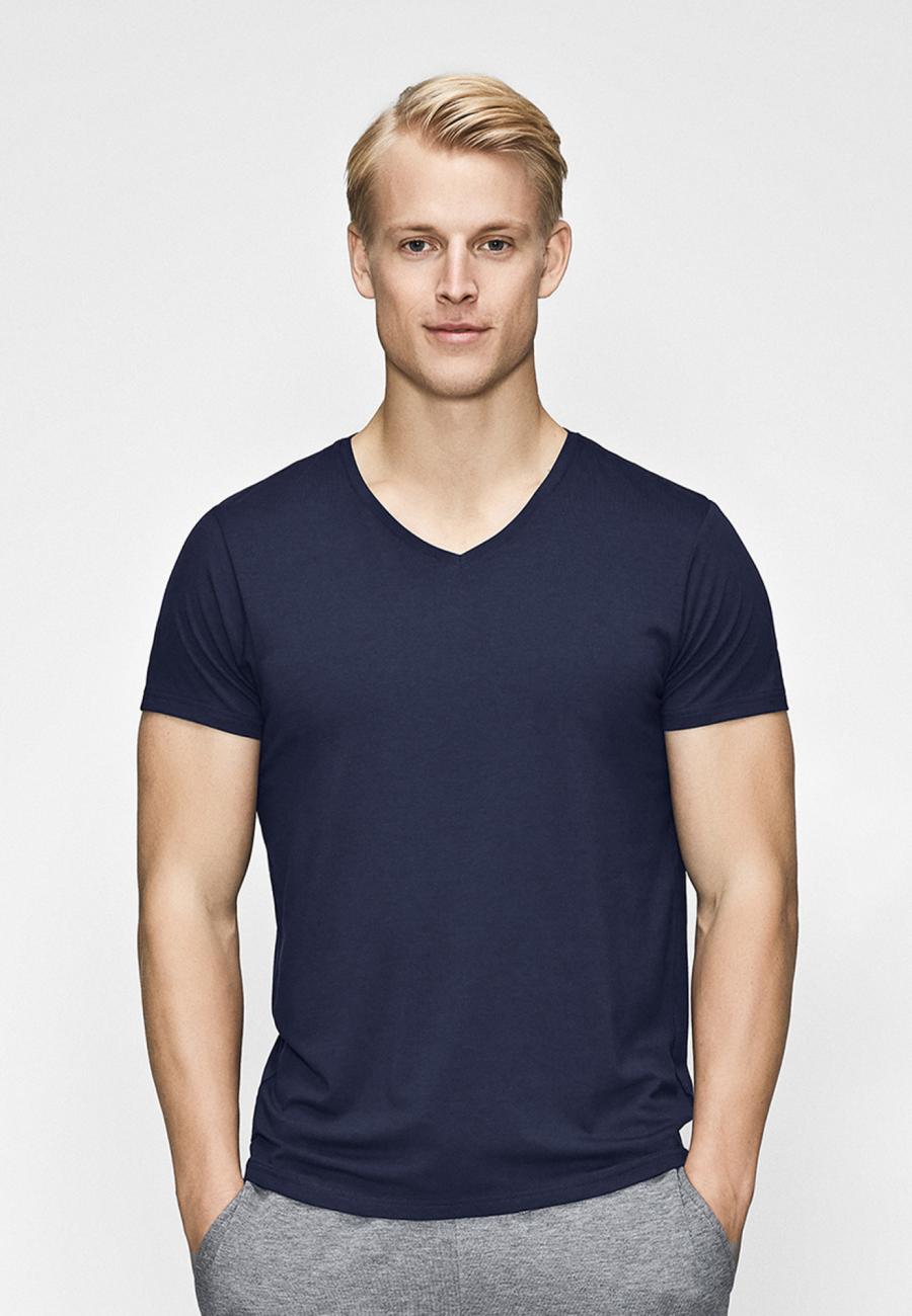 T-Shirt, V-Ausschnitt, Bambus-Viskose, navy