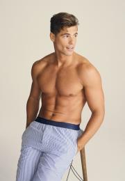 Pyjamahose, Seersucker | Bio-Baumwolle | blau gestreift -JBS of Denmark Men