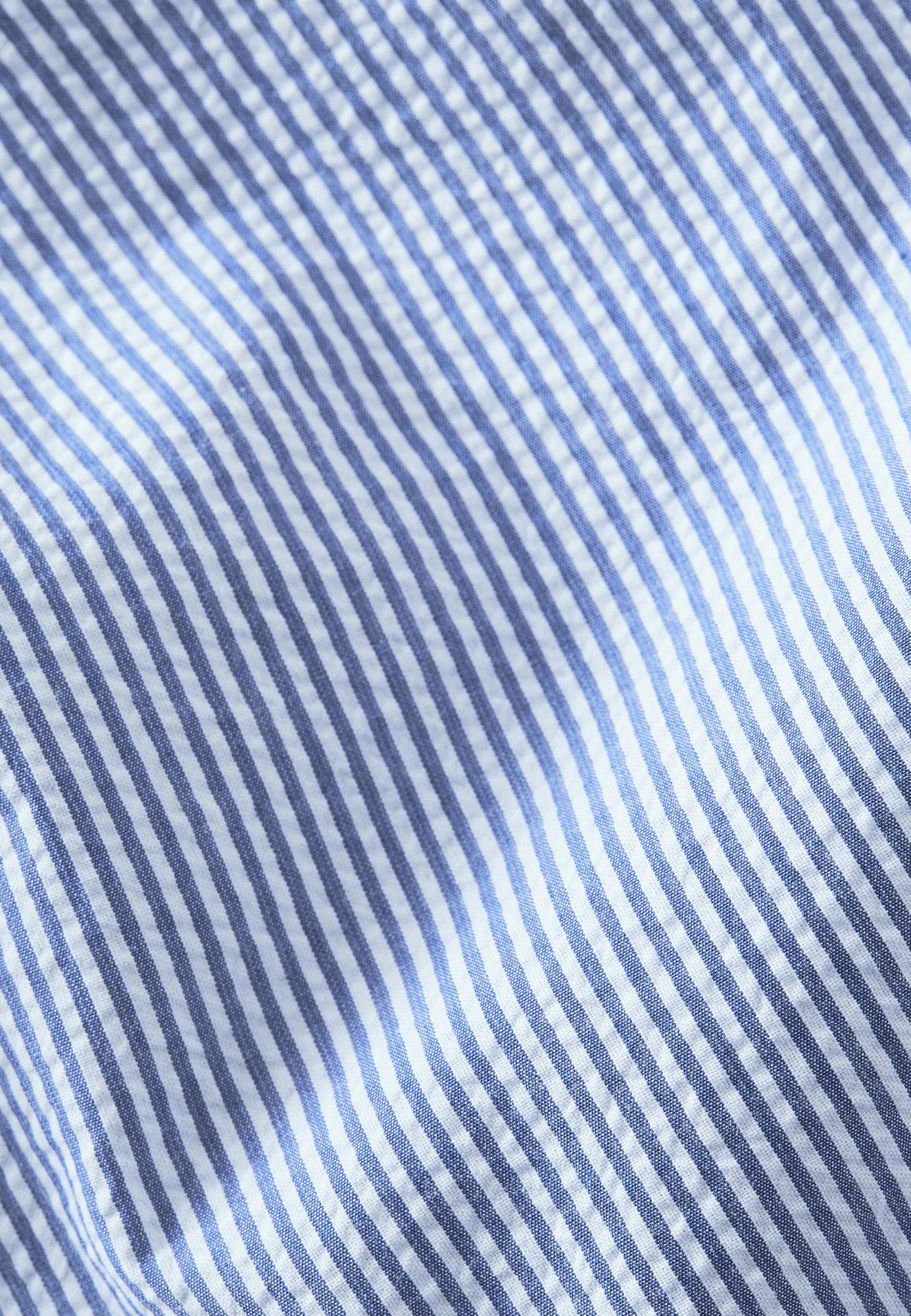 Pyjamahose, Seersucker, Bio-Baumwolle, blau gestreift