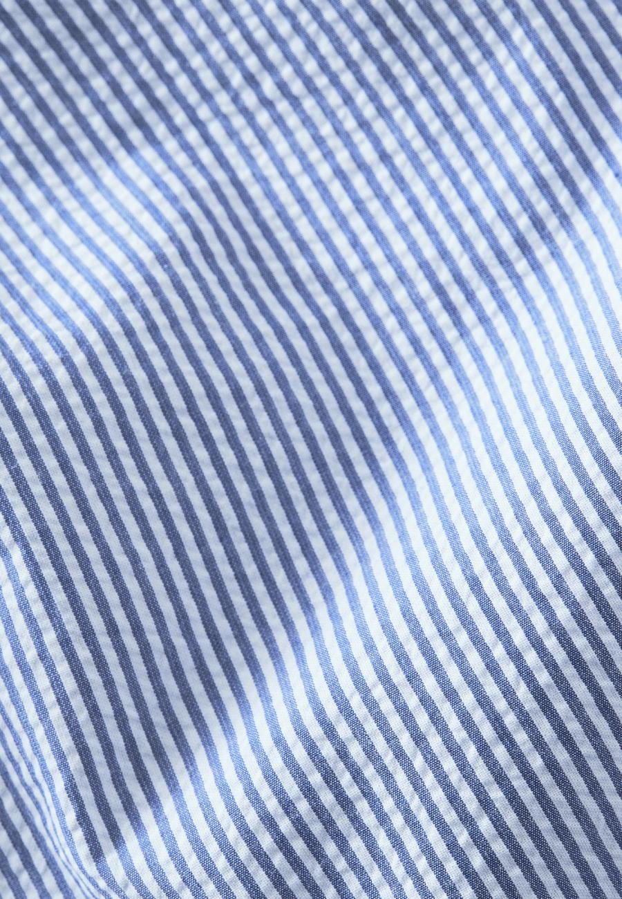 Pyjamahose, Seersucker, Bio-Baumwolle, blau gestreift